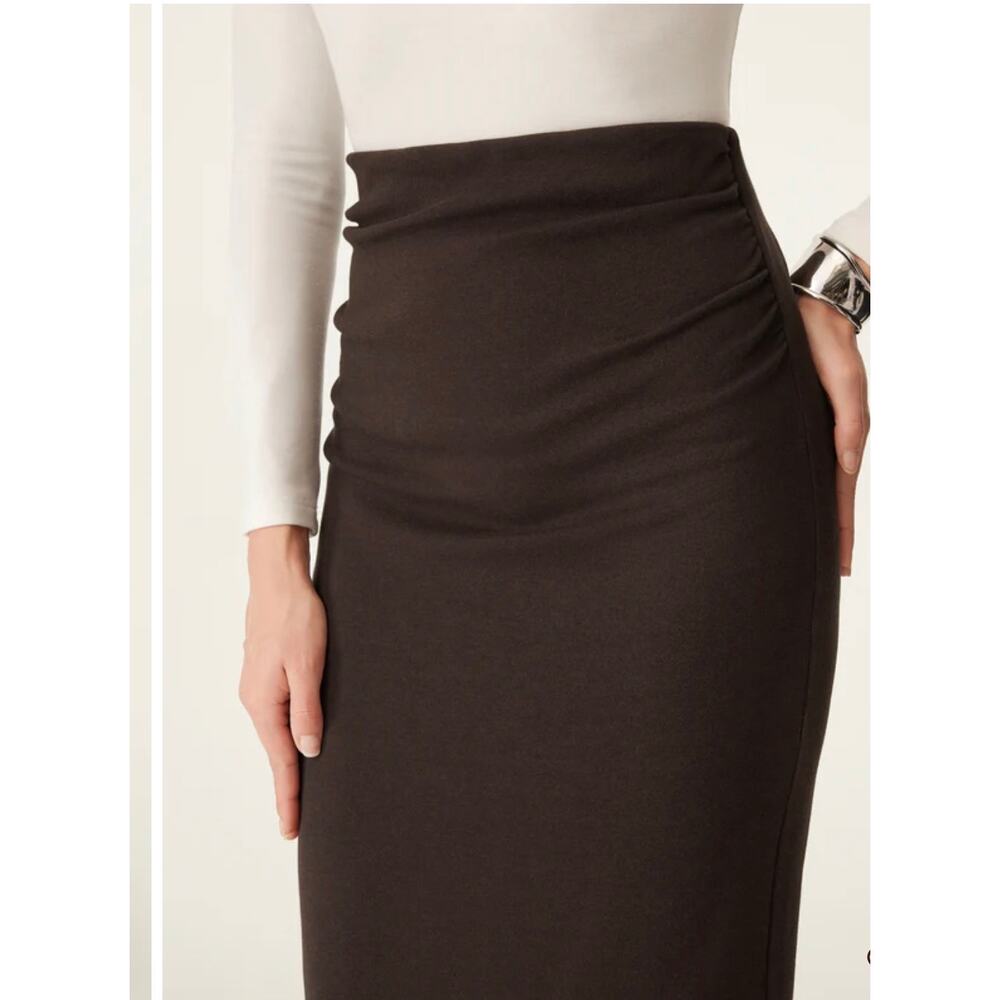 Brand New OGL Women's Size Small Black Max Warm Ruched Side Pencil Maxi Skirt - Picture 3 of 9